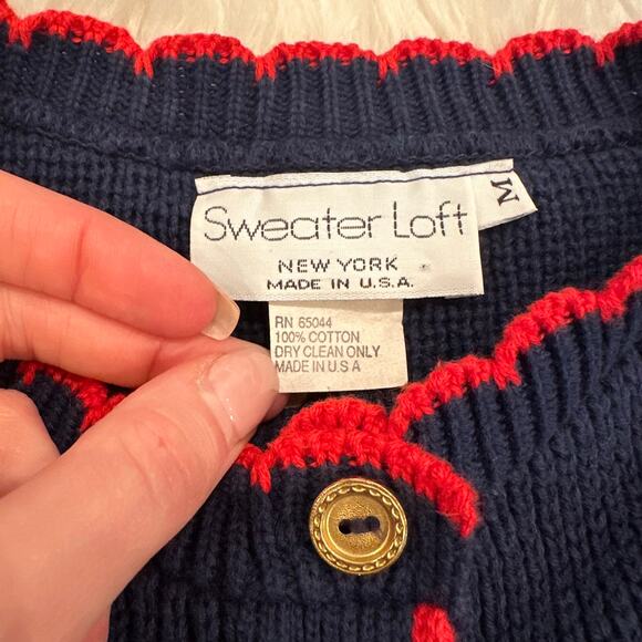 Vintage Christmas Cat Sweater Ugly Xmas Tree Dog Puff Sleeve Chunky Cardigan 90s - Picture 6 of 8